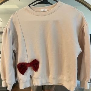 Balabala little girls tan crewneck with red bow. 140/64